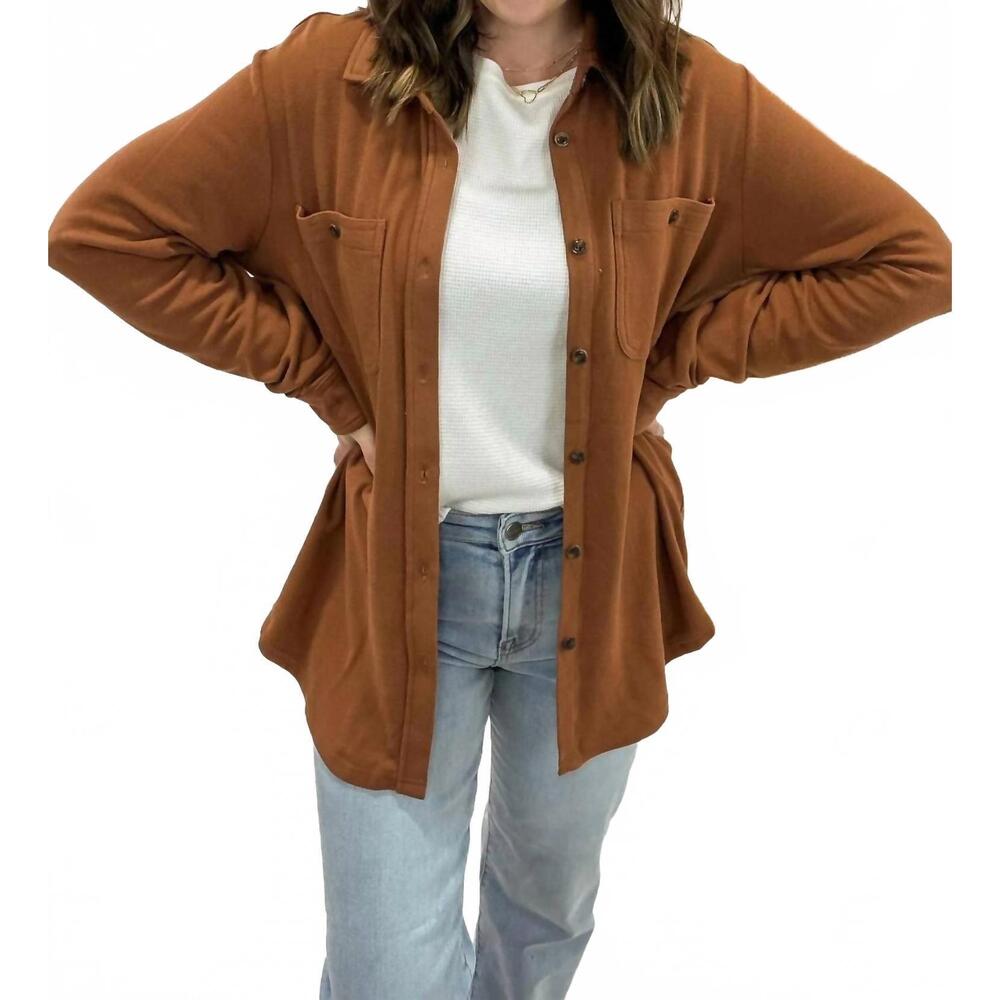 NEW PANACHE super soft plaid button up top in rust